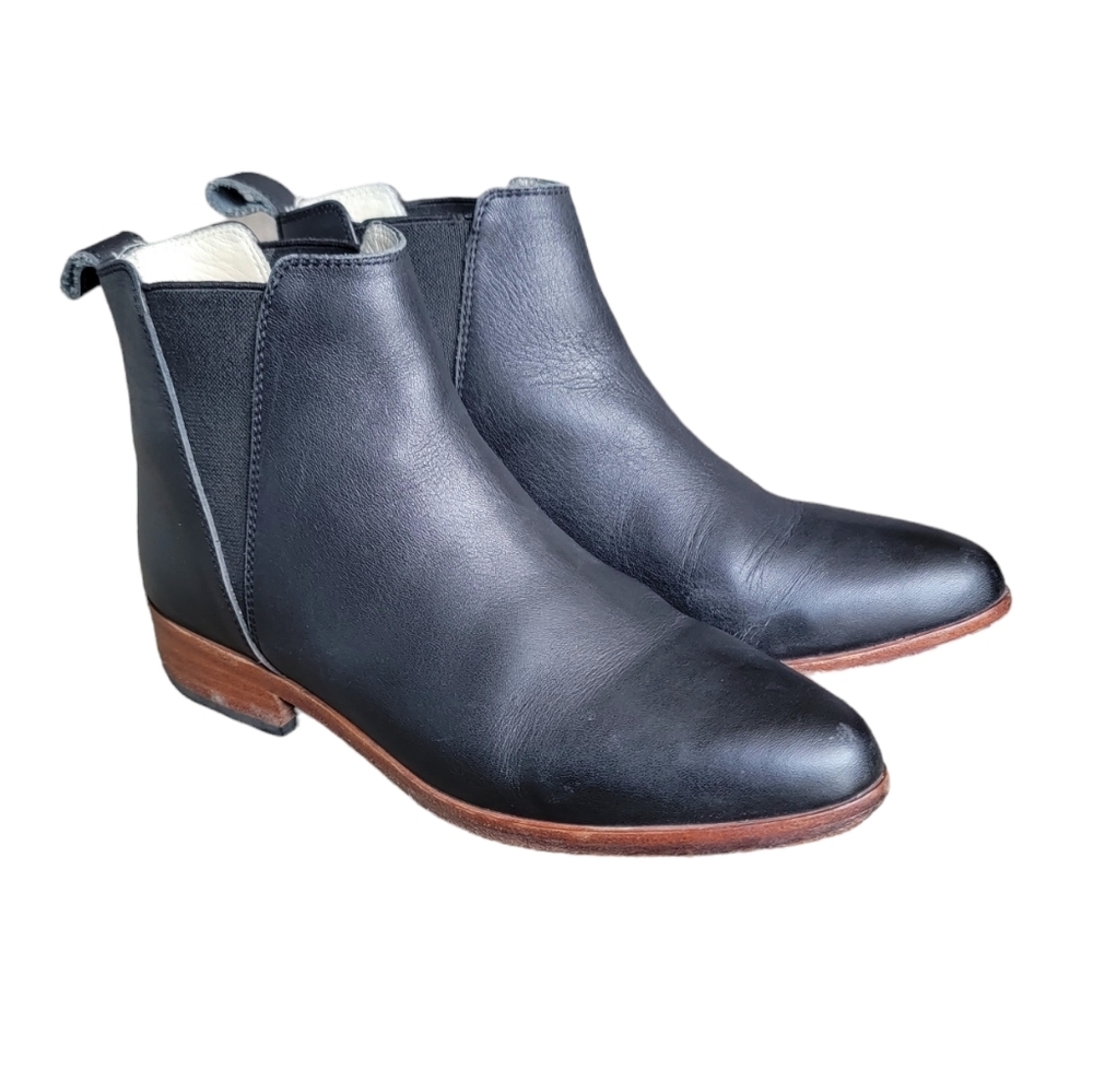 NISOLO CHELSEA BOOT black leather short bootie luxury designer minimalist Size 6